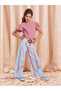 Children's 100% Cotton Belt Detailed Double Suit Blouse&Pants - 4