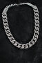 Brass Zircon Stone Cuba Gourmet Model Silver Color Men's Necklace