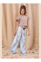 Children's 100% Cotton Belt Detailed Double Suit Blouse&Pants - 4