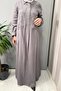 Solid Color Linen Shirt Dress with Pockets Anthracite T25Y-4059 - 4
