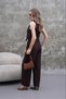 Brown Modal Fabric Chino Pocket V-Neck Vest Pants Double Suit - 5