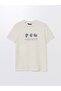 Beige Crew Neck Short Sleeve Printed Combed Cotton Men's T-Shirt - 6