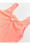 Lcw Kids Orange Stretch Fabric Ruffle Girl's Swimsuit - 3