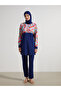 College Collar Patterned Women's Hijab Swimsuit Set - 2