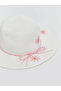 Lcw Accessories White Flower Embroidered Girl's Straw Hat - 3