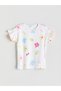 Lcw Kids White Crew Neck Floral Girl's T-Shirt