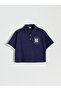 Polo collar california Printed girl's crop t-shirt