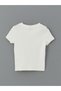 Lcw Kids Ecru Crew Neck Bow Detailed Girls T-Shirt - 2