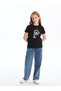 Lcw Kids Black Crew Neck Floral Girl's T-Shirt - 2