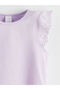 Lilac Crew Neck Embroidered Combed Cotton Girl's Blouse - 2
