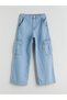 Lcw Kids Indigo Wideleg Girls Cargo Jean Pants