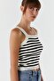 Striped Knitwear Blouse Cream - 3