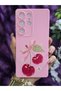 Samsung Galaxy S25 Ultra Compatible Silicone Phone Case with Velvet Ribbon and Cherry Print Inside