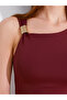91493 Accessory Detailed Asymmetrical Dress-Claret Red - 4