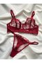 Underwire Comfortable Bra Thong Set with Lace Elegance - 2