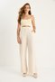 Women's Beige Velcro Pocket Detailed Linen Palazzo Trousers 3877 60281098 - 4