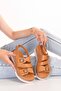 Women's Genuine Leather Stylish Casual Comfortable Sandals Ez.6122 Tan