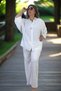 Flexible Cotton Summer Fabric Bat-Sleeve Shirt with Elastic Waist Pocket Trousers Large Size Double Set - 3