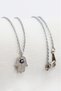 Silver Colored Shiny Stone Evil Eye Hamse Lacquer Coated Bijoux Necklace (Chain 45 cm)