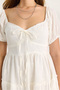 Women's White Self-Floral Embroidered Lined Muslin Dress 5259 60281102 - 6