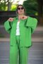 Flexible Cotton Summer Fabric Bat-Sleeve Shirt with Elastic Waist Pocket Trousers Large Size Double Set - 5