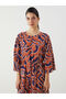 Lcw modest orange bicycle collar patterned waist dress - 2