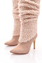 4244-22K Women's Pointed Toe Long Boots with Fur - 4
