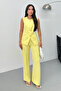 Women's Double Bottom Top Set Stylish Button Detailed Crew Neck Regular Vest Pants Set - 3