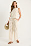 Women's Cream Linen Blouse Trousers Set 3392 60283483 - 3