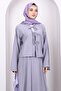 Gray Tie Front Kimono Skirt Suit - 3