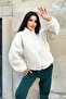 معطف نسائي من القطيفة الصوفية - معطف كبير الحجم بسحاب من الفرو الناعم - 5194 - 6