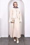 Beige Tie Front Kimono Skirt Suit