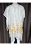 White Yellow Patterned Tasseled Beach Dress – Bohemian Cotton Pareo Tunic - 4