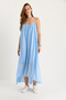 Women's Baby Blue Thin Straps Loose Lined Cotton Summer Long Dress 5971 60281106 - 2