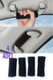 Black 4Pcs In-Car Grab Handle Cover Stylish Design Auto Accessory with Faux Leather Velcros