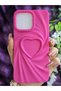 iPhone 15 Promax Compatible 3D Heart Fuchsia Silicone Case - 2