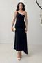 Black Gather Detailed One Shoulder Dress