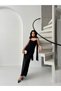 Black Shawl Detailed Strap Tulle Dress - 3