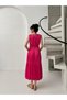 Fuchsia Double Breasted Ruffle Detailed Sleeveless Midi Dress - 5