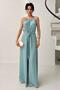 Mint Tie Detail Slit Satin Dress