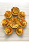Decorative 6-Person Stylish Tulip Tile Design Fully Handmade Coffee Cup Set and Snack Bowl-Sauce Bowl - 4