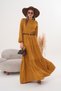 Layered Mustard Long Dress with Belt Detail - 8