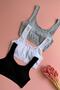 Fiora |   3-Piece Padded Cotton Black, White and Gray, Strap Women's Bra-Undershirt - 2