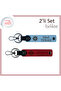 Personal Ship Helm Icon Keychain, Prepared as a Set of 2, Sky Blue-Red