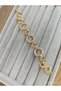Steel Brass Plated Bracelet with Ring Stone En