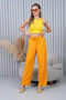 Yellow Waist Tie Wide Leg Trousers - 3