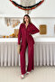 Women's Ribbed Crinkle Fabric Pantalon Shirt Suit