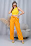Yellow Waist Tie Wide Leg Trousers - 2