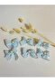 Pearl Detailed Blue Linen Ribbon Ready Bow - 25 Pieces
