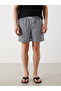 Navy Blue Short Length Striped Men's Swim Shorts - 2